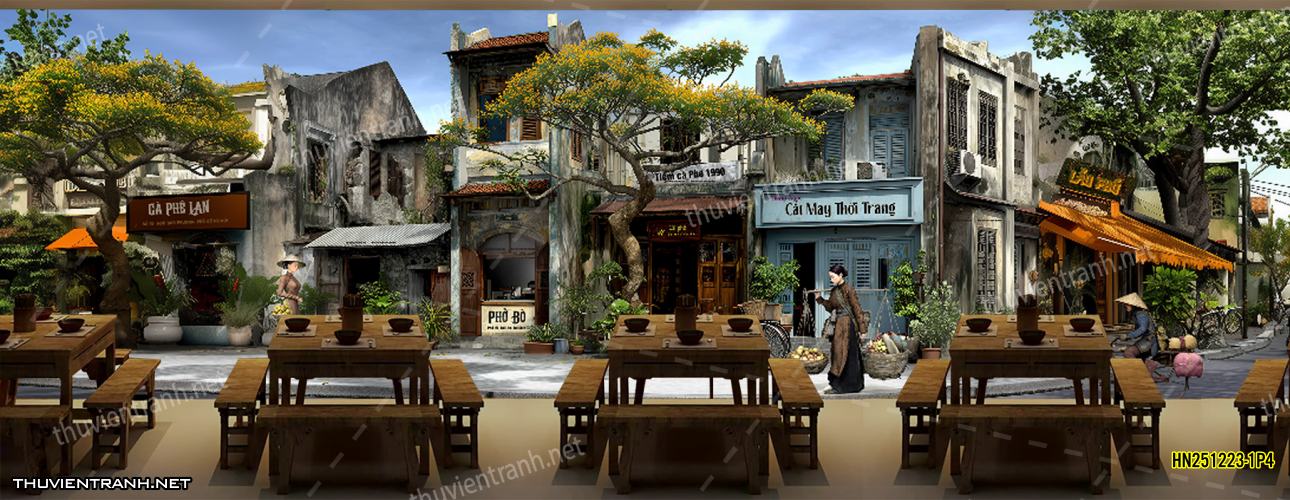 Tranh dán tường Phố cổ Hà Nội, Phố xưa - -HN251223-1P4 - Kết quả tìm kiếm tranh tường